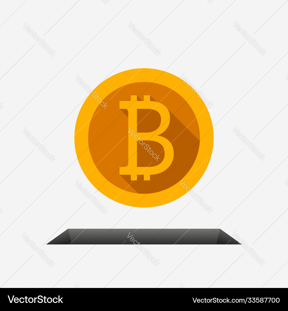 Golden bitcoin front view falling in hole Golden bitcoin front view falling in hole vector image