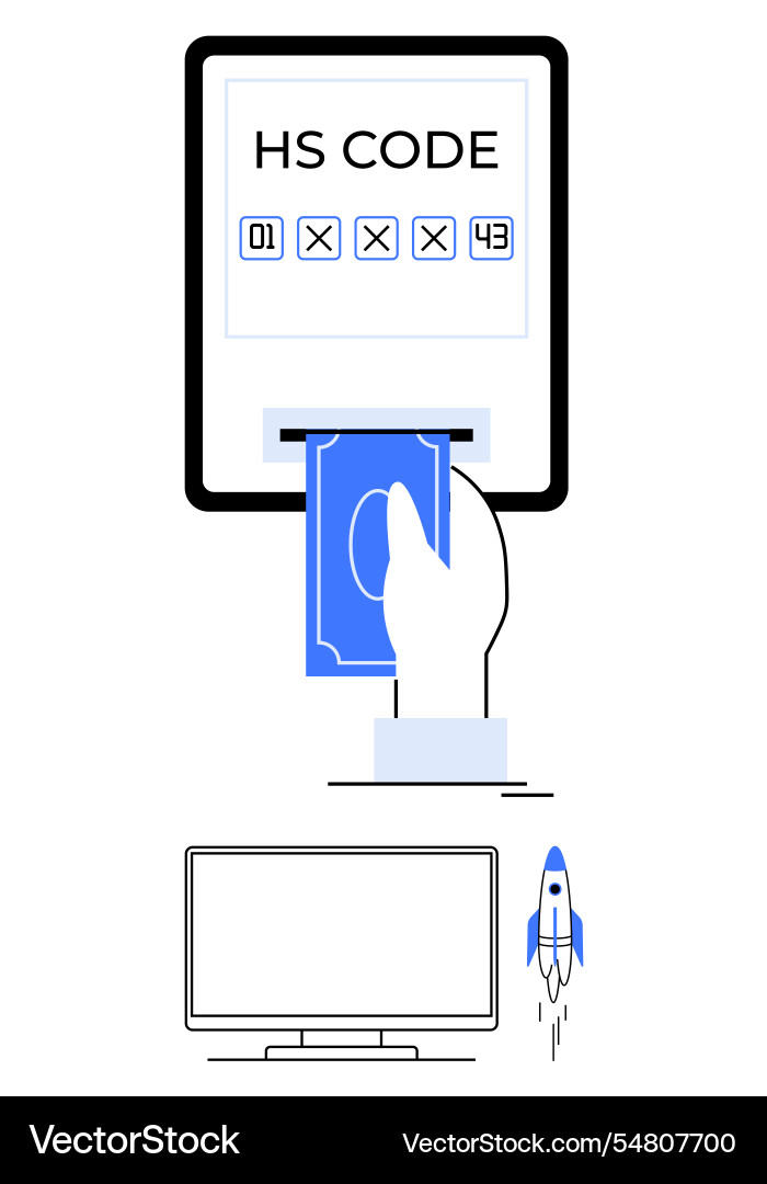 Hand inserting a card into device displaying hs Hand inserting a card into device displaying hs vector image