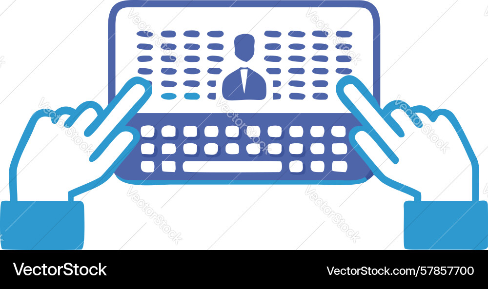 Hands typing on computer keyboard design vector image