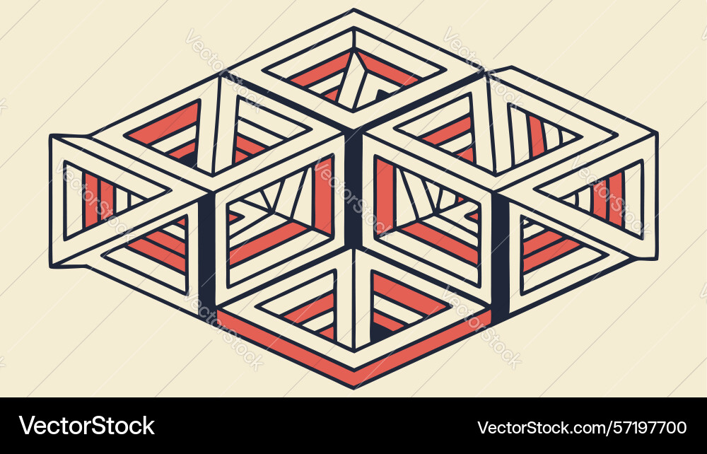 Interlocking geometric cube structure design vector image