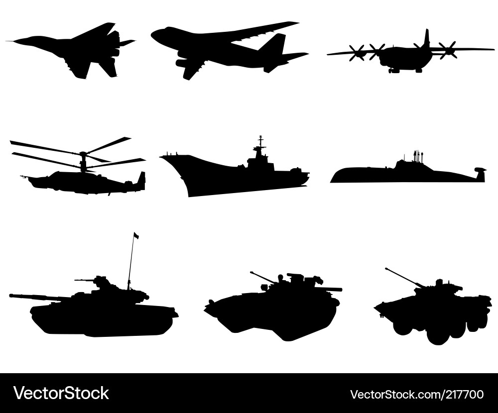 Military Aircraft Silhouettes vector image