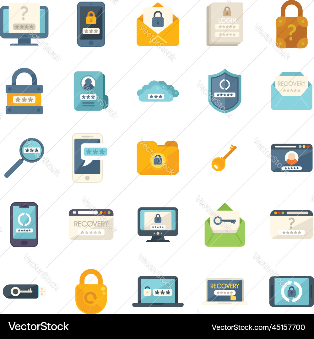 Password recovery icon flat computer lock Password recovery icon flat computer lock vector image