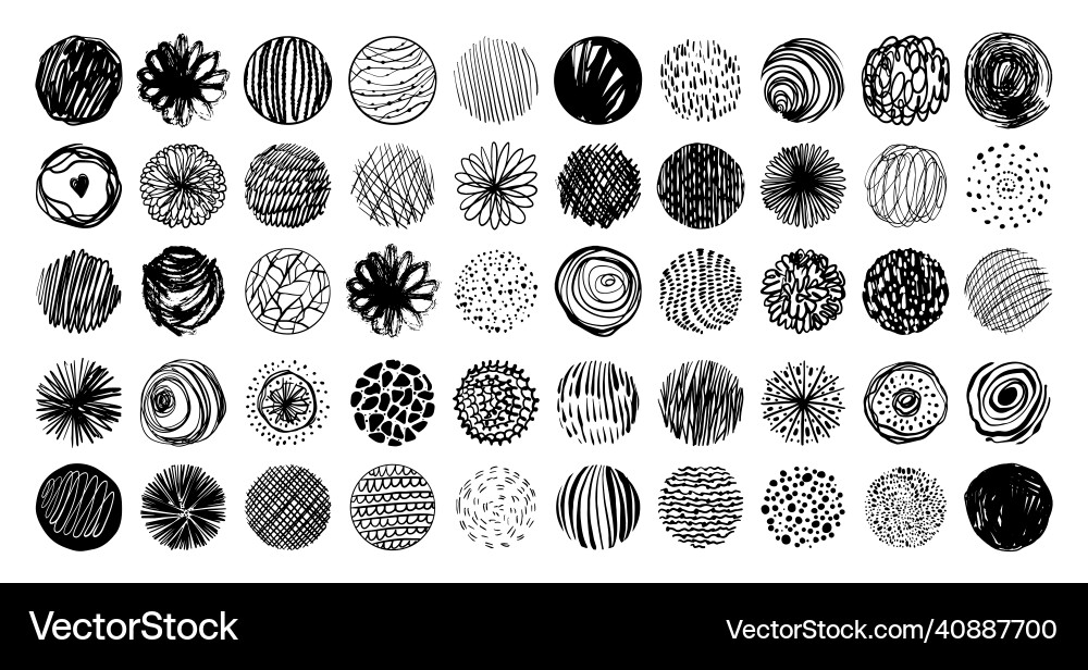 Set of textured circles with patterns Set of textured circles with patterns vector image