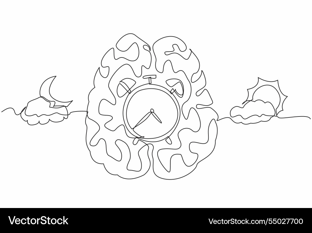 Single continuous line drawing in middle of brain Single continuous line drawing in middle of brain vector image