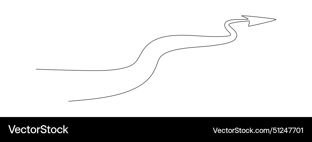 Arrow path in one continuous line drawing Arrow path in one continuous line drawing vector image