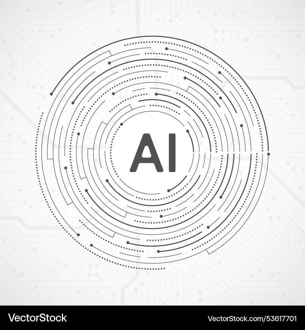 Artificial intelligence circuit line style Artificial intelligence circuit line style vector image