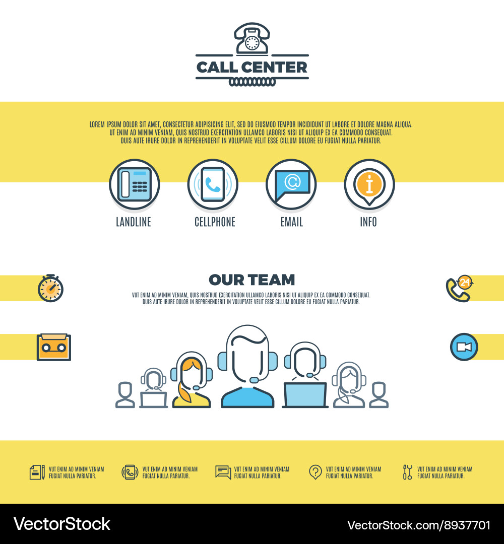 Call Center Support & Service Vector Image