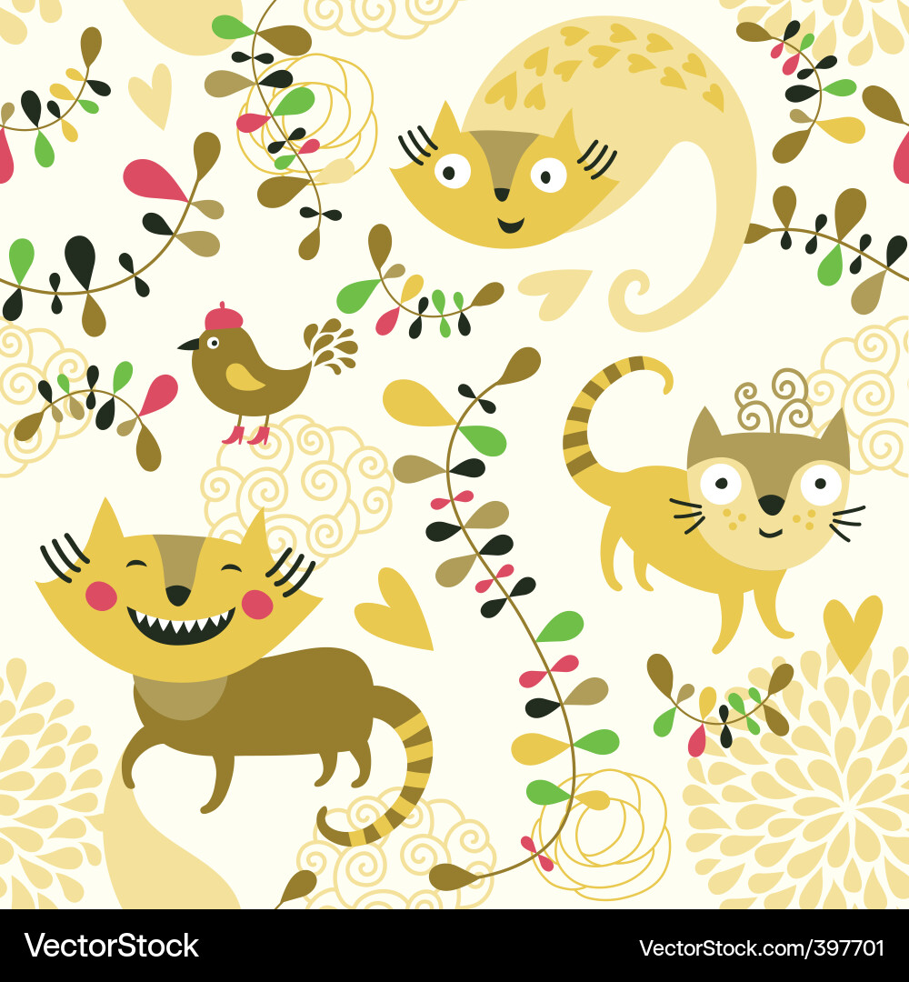 Cute Cat Pattern Vector Image