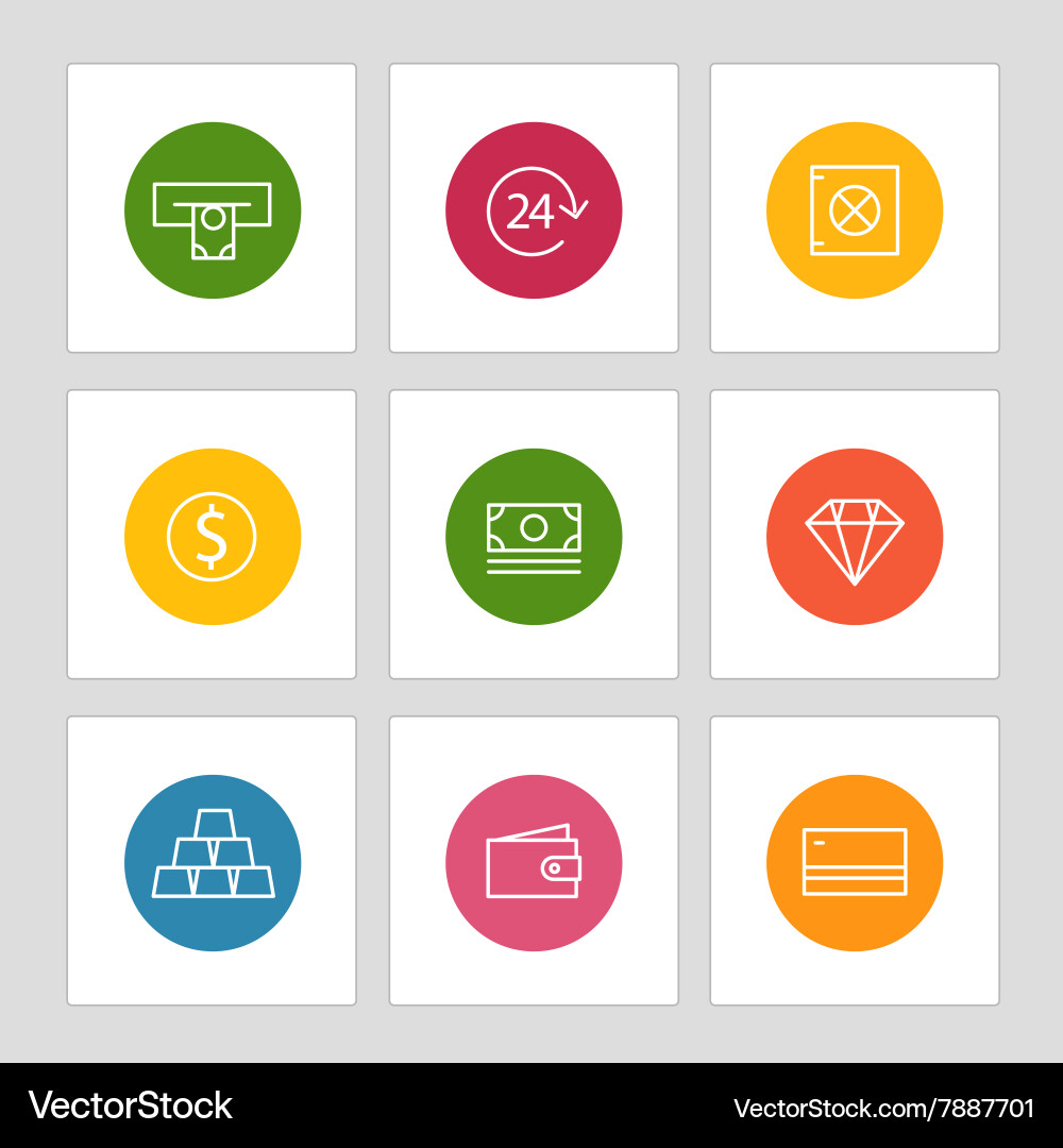 Different line style icons on circles Vector Image