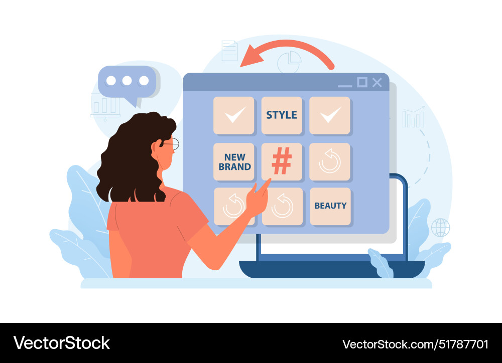 Hashtag character using digital device Vector Image