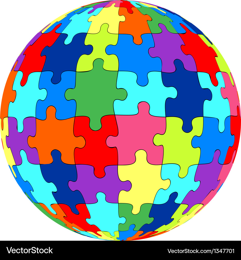 Interlocking Puzzle Sphere Vector Image