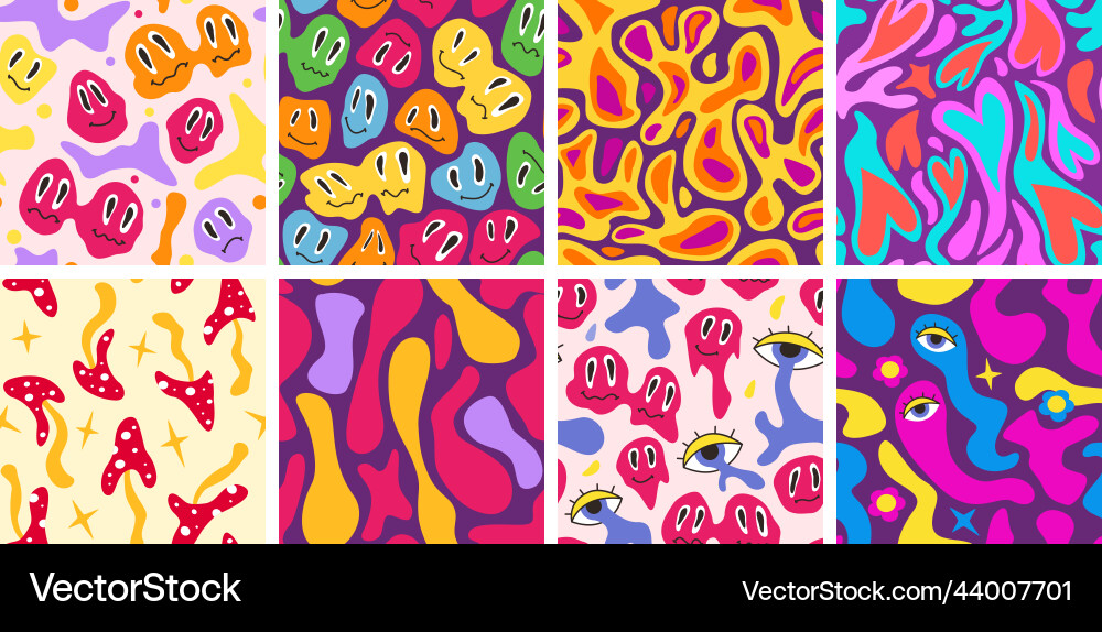 Lava lamp patterns retro melting faces Lava lamp patterns retro melting faces vector image
