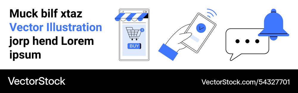 Mobile shopping app with notification and sms Mobile shopping app with notification and sms vector image