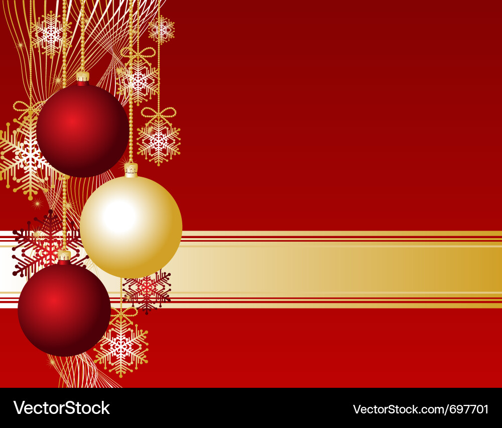 Rote Weihnachtskugeln und Snowflakes Card Vektorbild