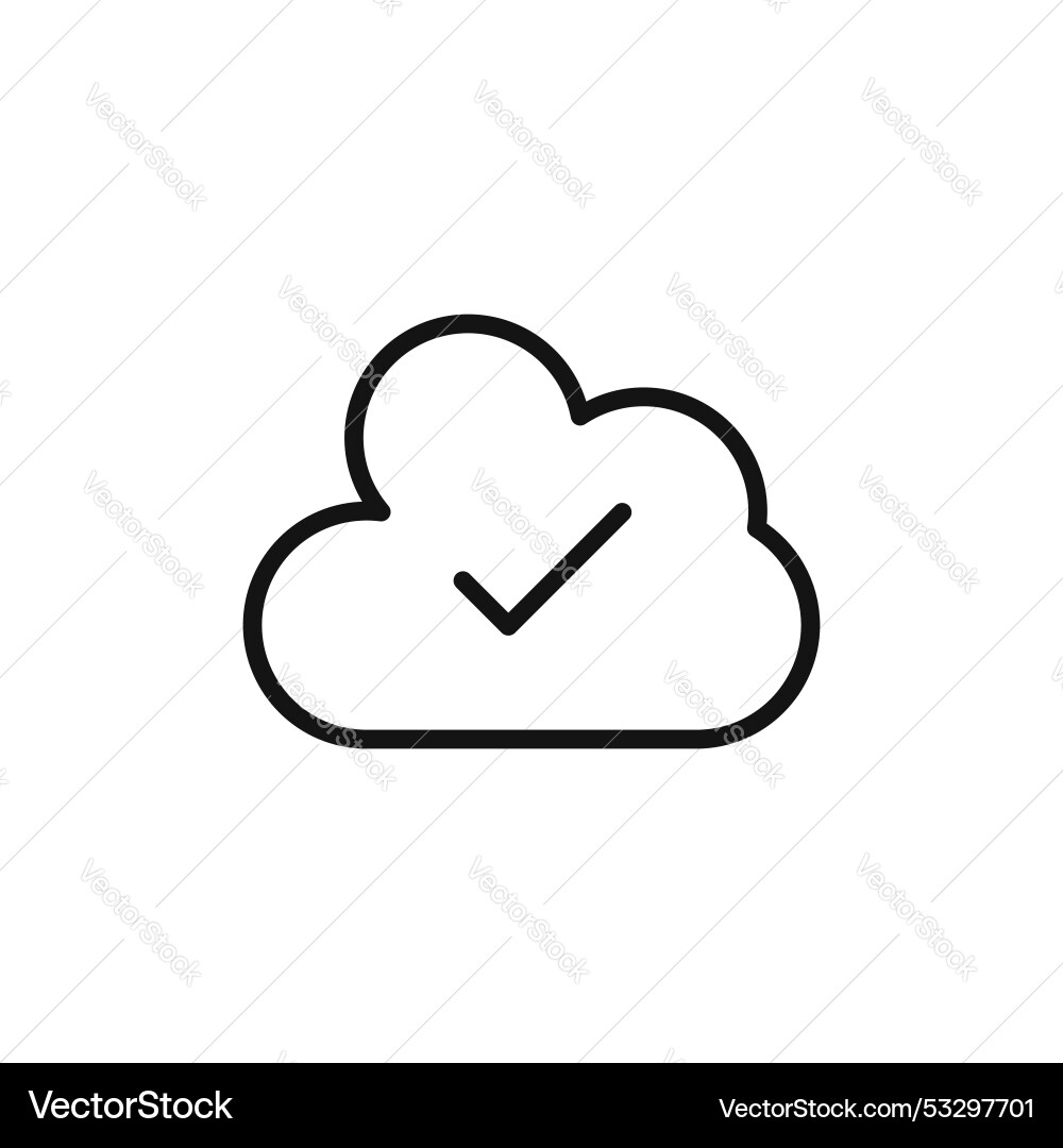 Saved to drive icon set cloud with check or tick vector image