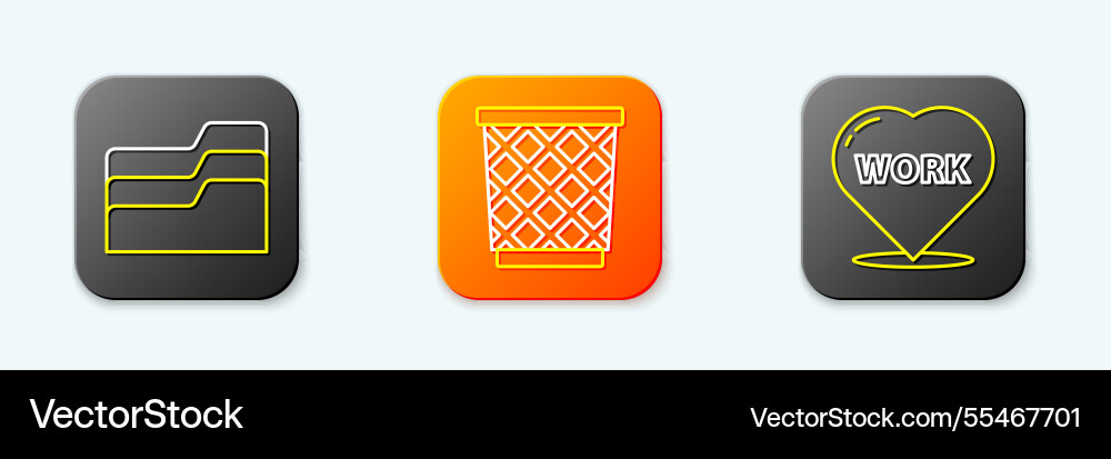 Set line document folder trash can and heart Set line document folder trash can and heart Vector Image