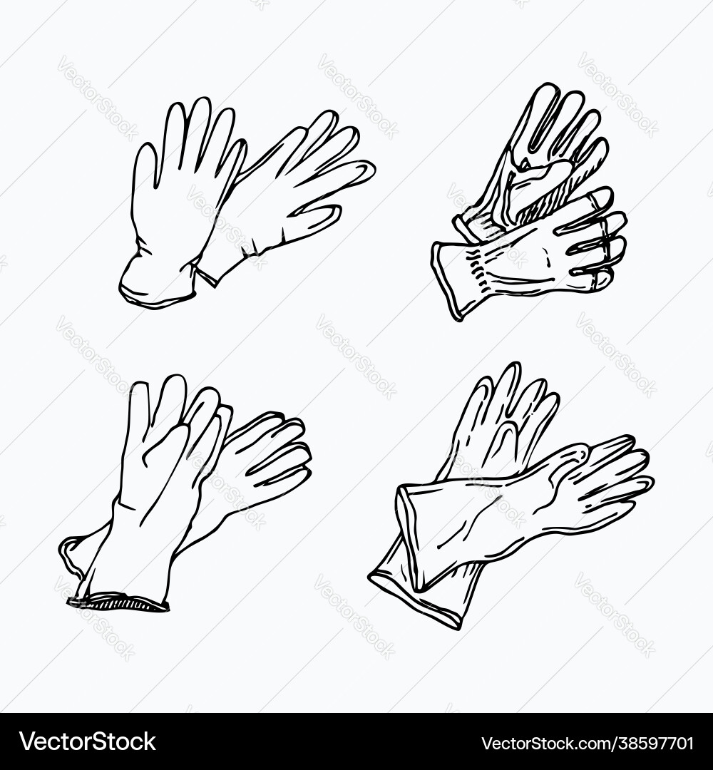 Set weiße Gummihandschuhe für Reinigung Set weiße Gummihandschuhe für Reinigung vektorbild