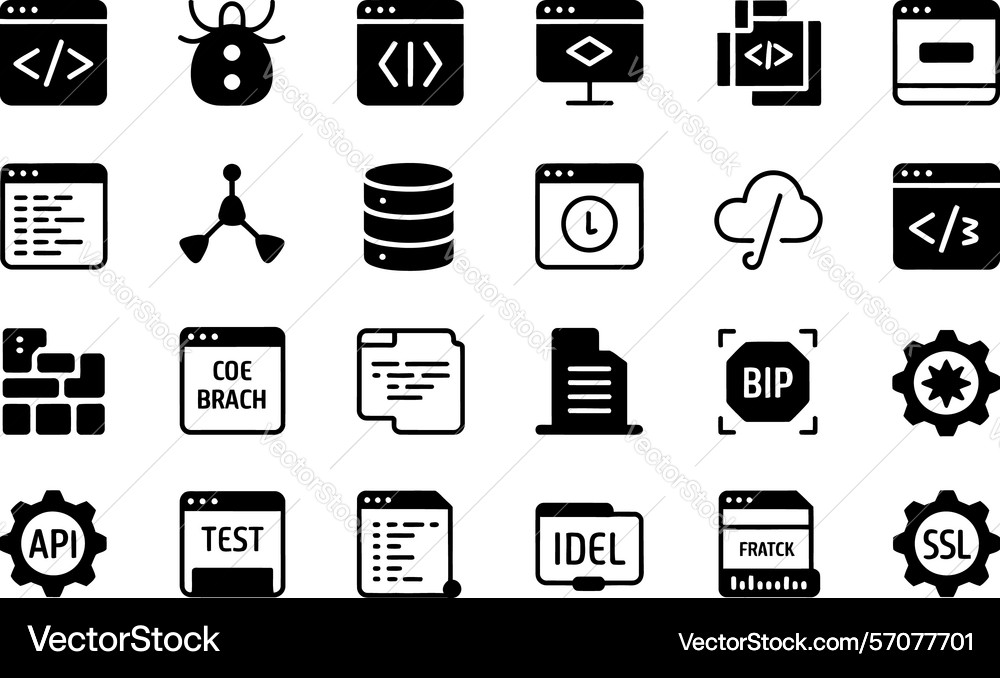 Softwareentwicklung und Webprogrammierung solid vektorbild