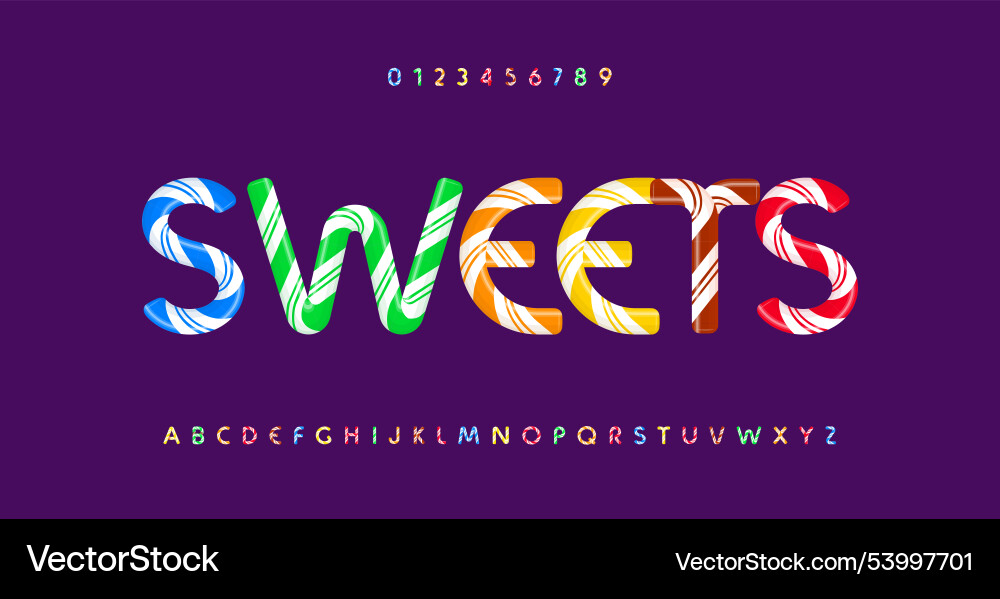 Striped Sweets Alphabet - Colorful Lettering Vector Image