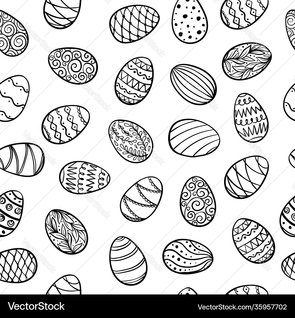 Beautiful seamless pattern doodle easter eggs Vector Image
