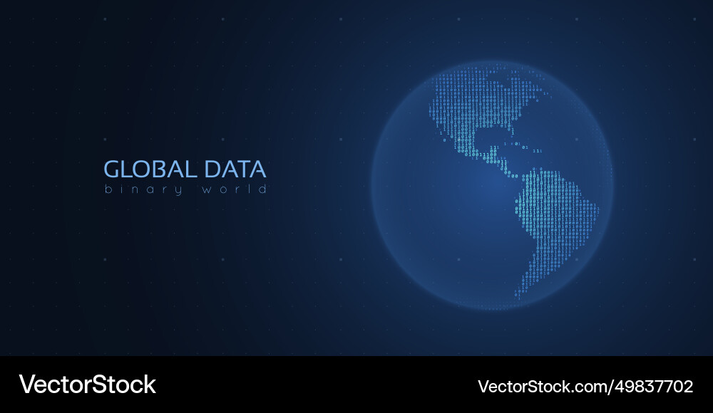 Binary planet earth big data global analytics Binary planet earth big data global analytics vector image