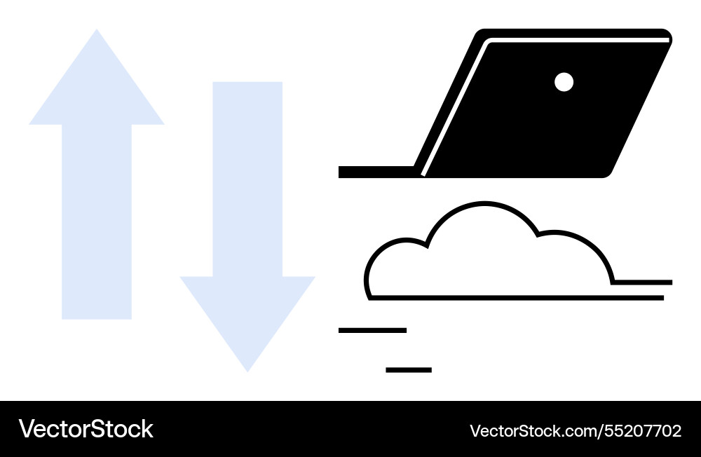 Cloud computing and data transfer arrows laptop Cloud computing and data transfer arrows laptop vector image