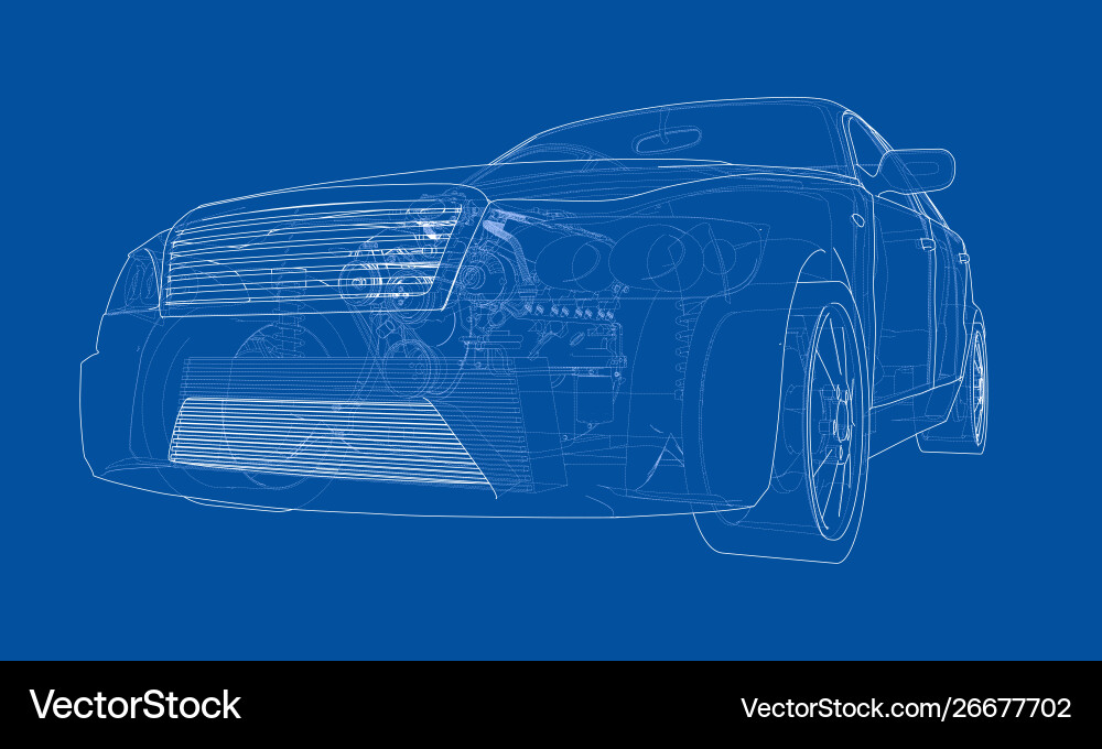 Concept car rendering 3d Vector Image
