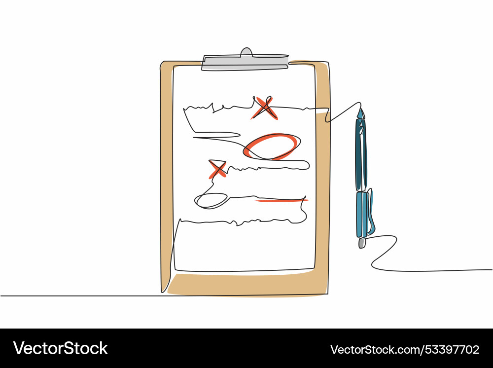 Continuous one line drawing a correction notes vector image