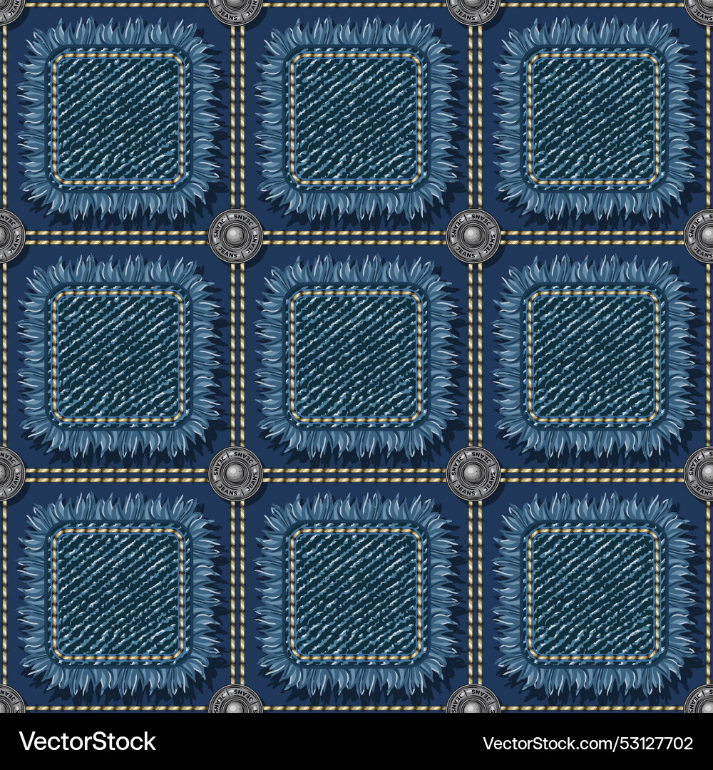 Geometric denim pattern with square fabric patches Vector Image