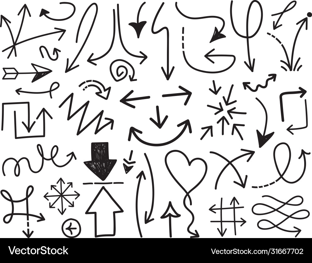 Hand draw arrow set 3 Hand draw arrow set 3 Vector Image