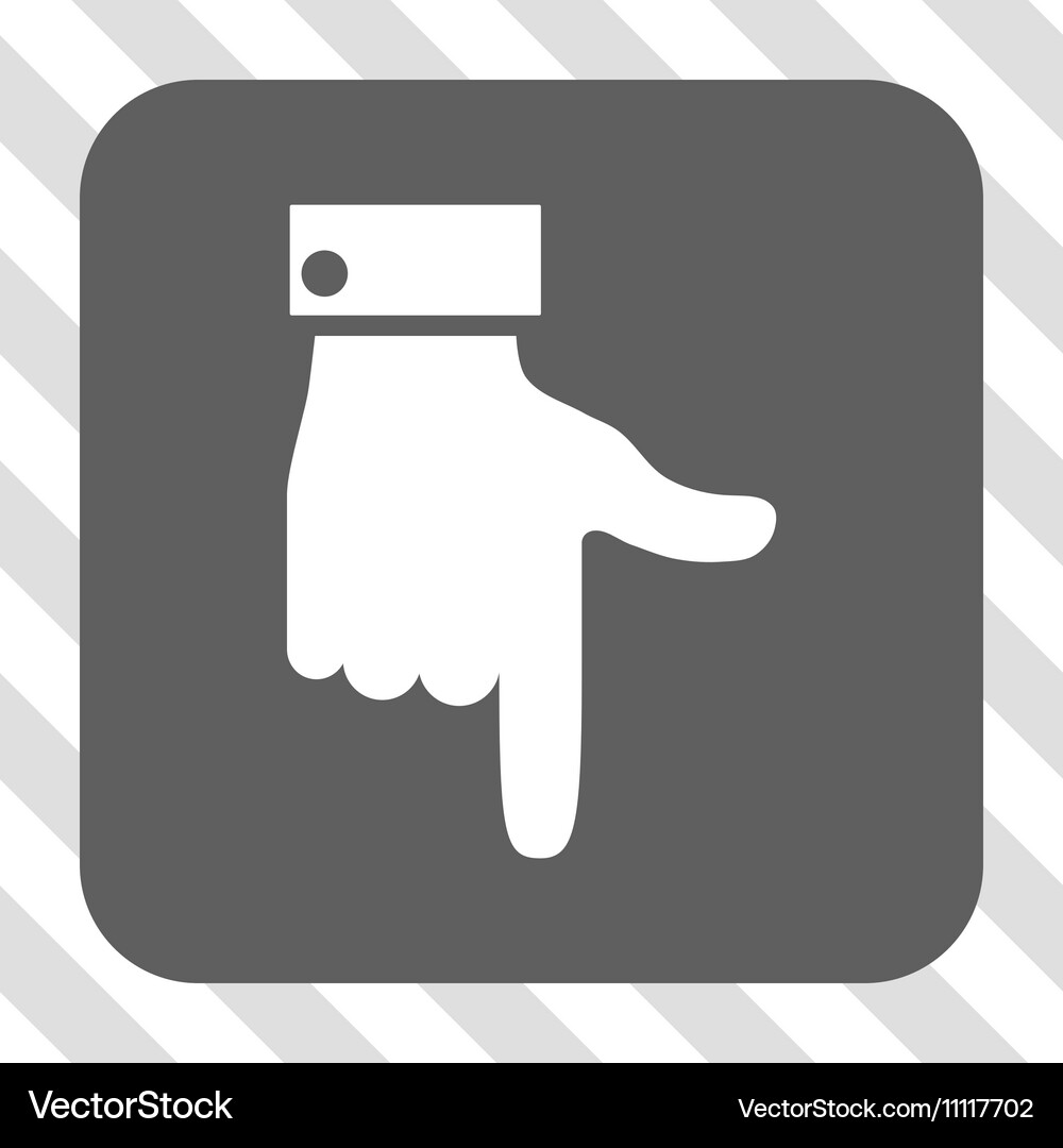 Hand pointer down rounded square button Vector Image