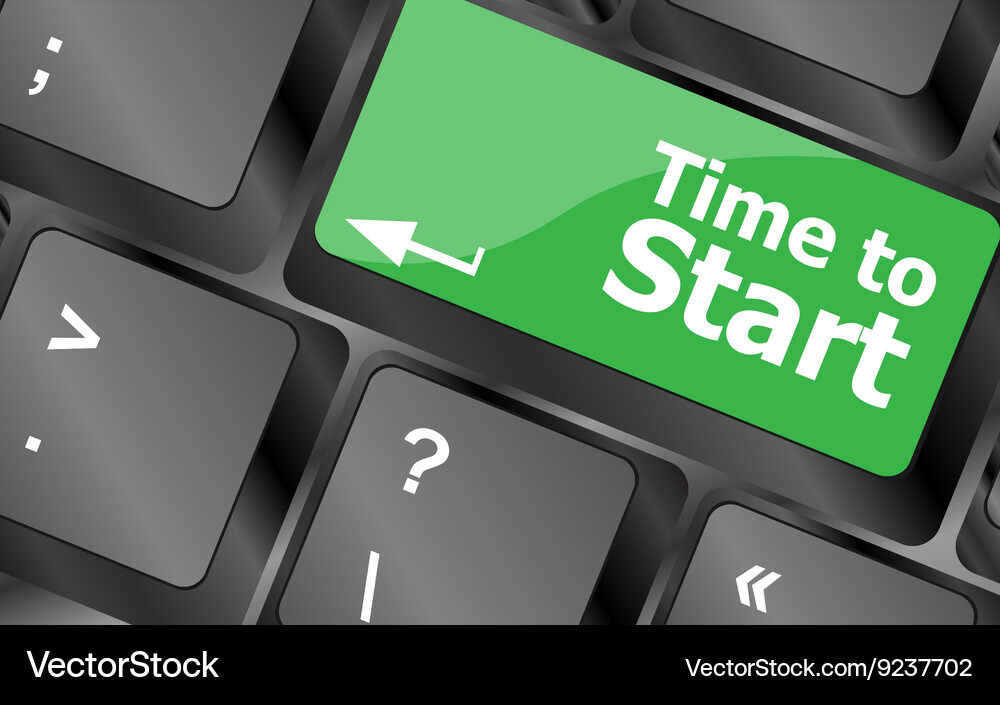 Time to start text button on keyboard keys Vector Image