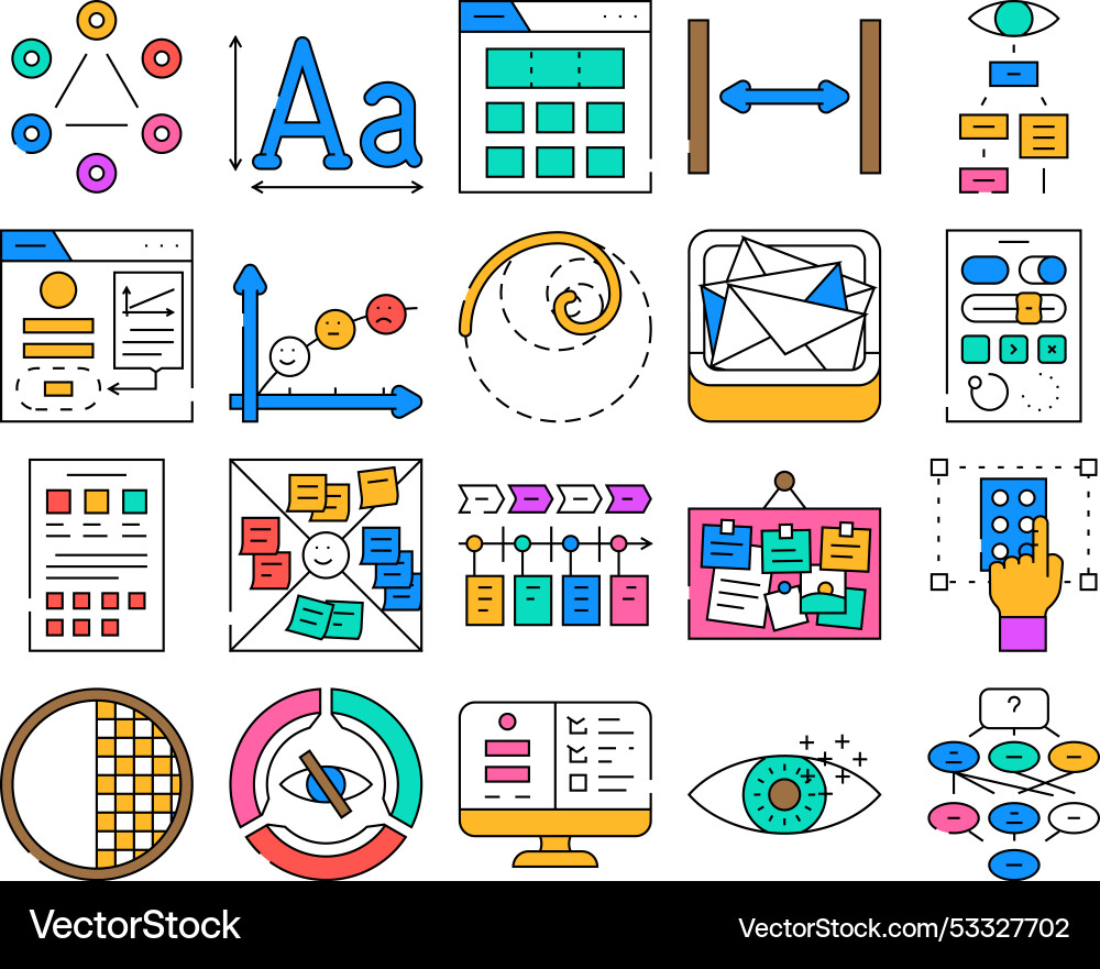 Ux ui design app website icons set vector image