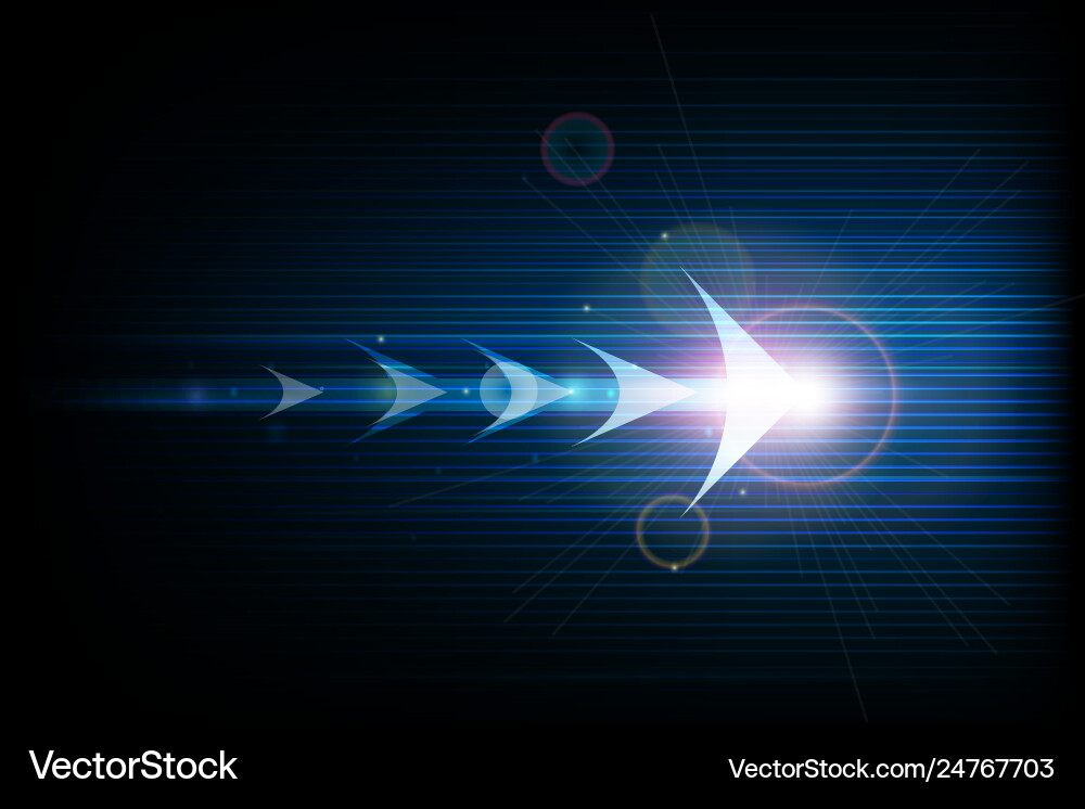 Dynamic Forward Arrow with Light Trails Vector Image