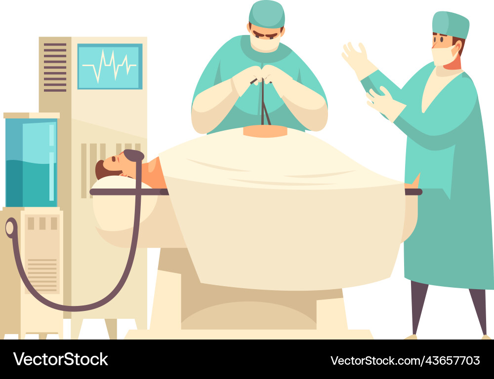 Flat surgical operation Flat surgical operation vector image