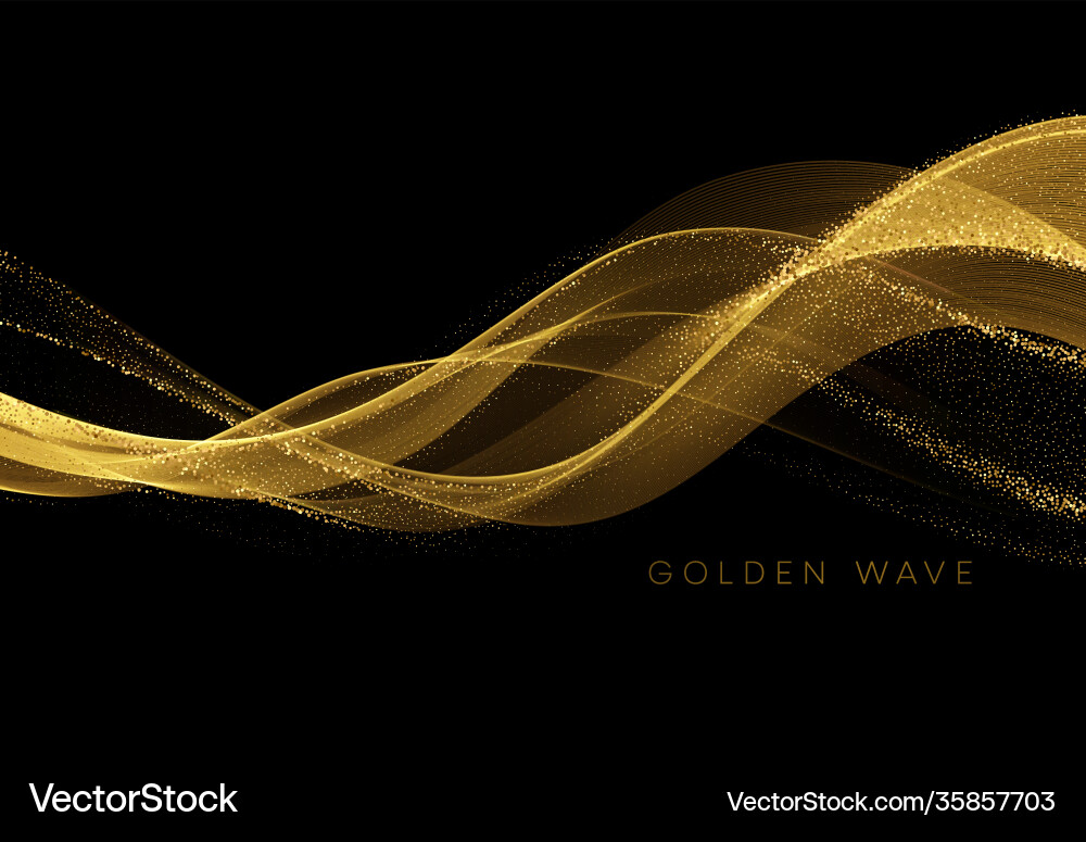 Golden flowing wave with sequins glitter dust Golden flowing wave with sequins glitter dust vector image
