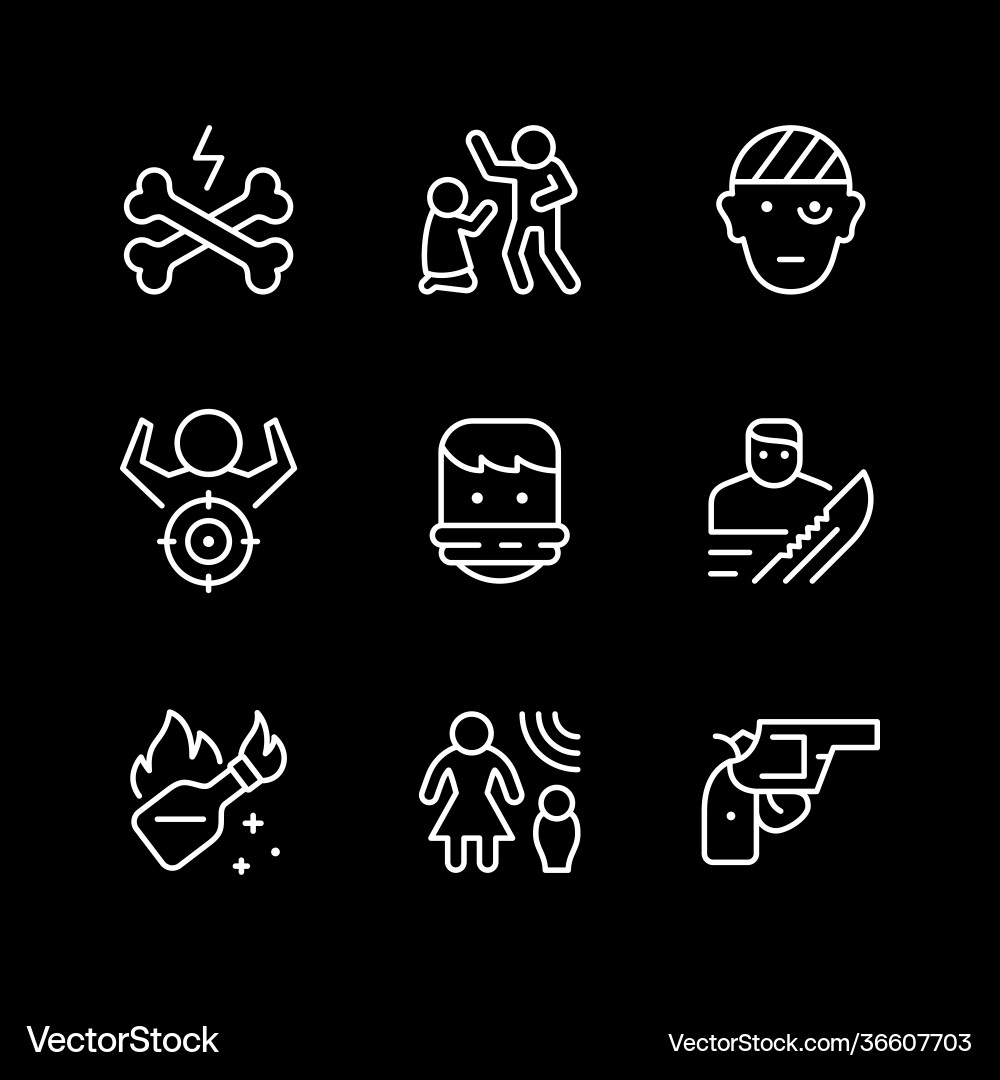 Set line icons violence Set line icons violence vector image