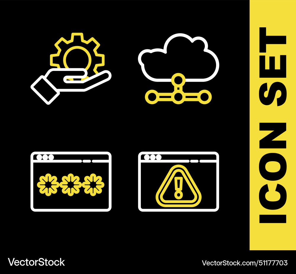 Set line network cloud connection browser Set line network cloud connection browser vector image