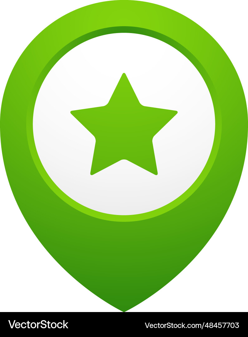Star geo pin green map location pointer vector image