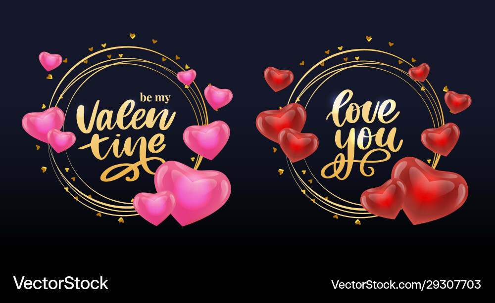 Valentine poster card label banner letter slogan Valentine poster card label banner letter slogan Vector Image