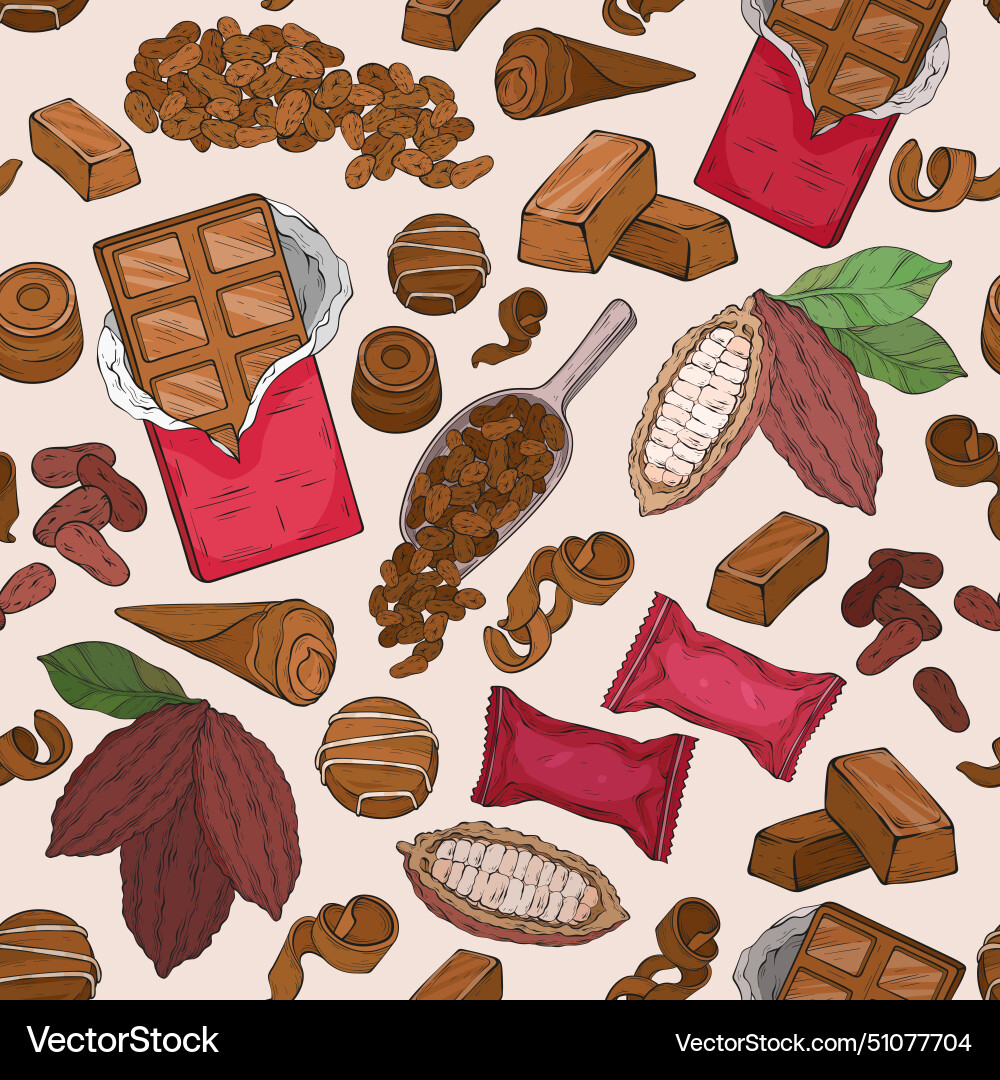 Chocolate Cocoa Bean Pattern vector image
