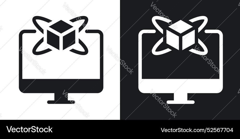 Computer simulation icon set on white background Vector Image