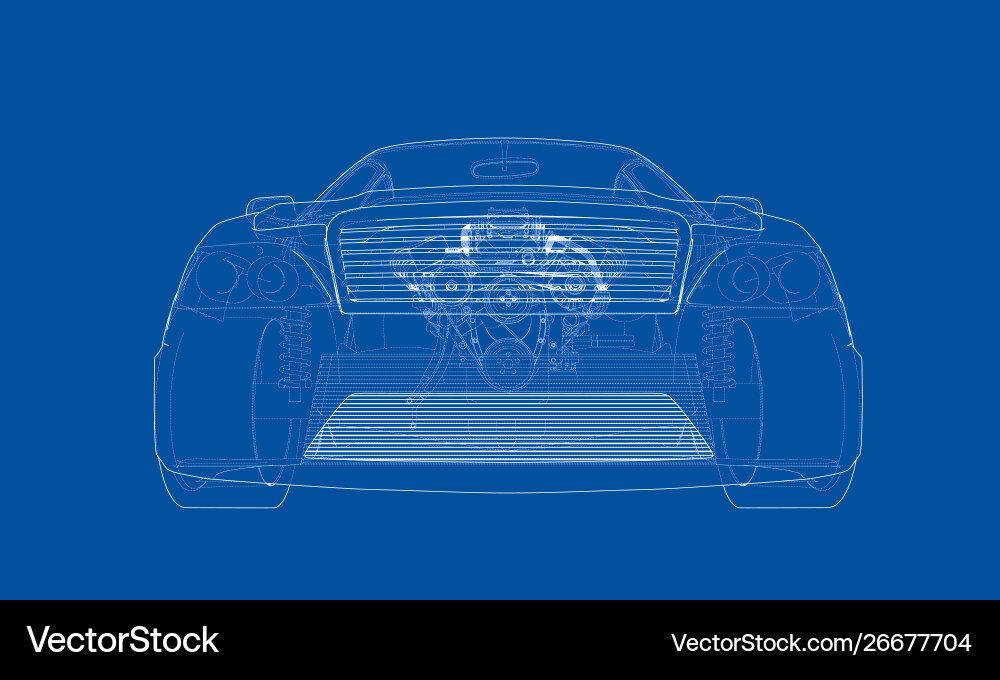 Concept car rendering 3d vector image