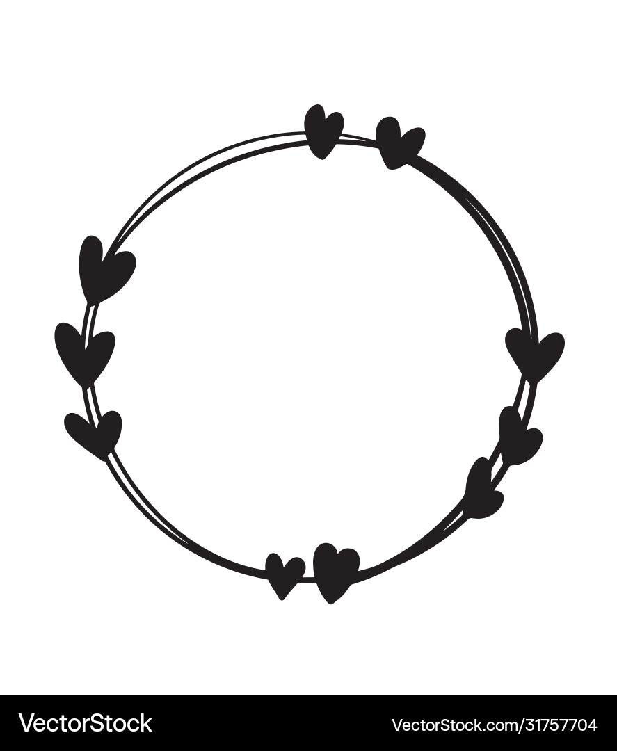 Hand drawn heart wreath ink Royalty Free Vector Image