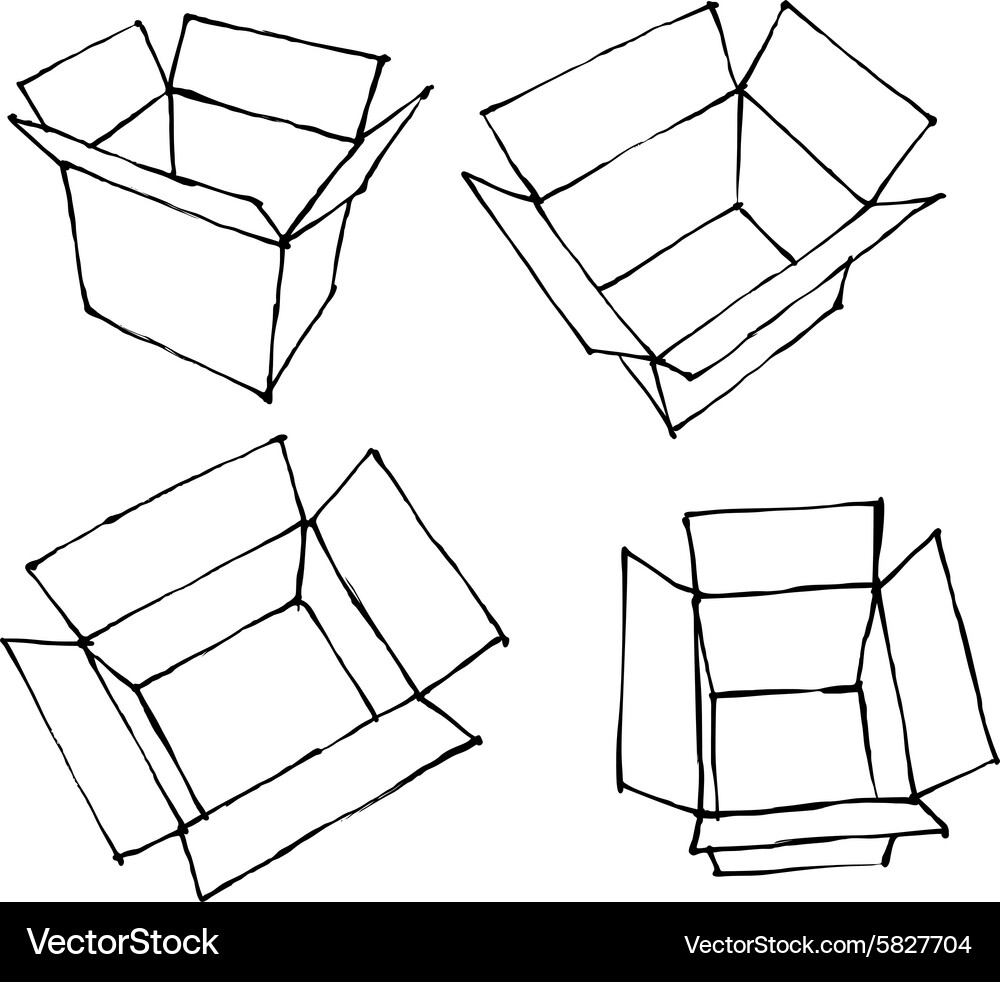 Hand drawn open white boxes – Royalty-Free Vector | VectorStock, image size:1000x982