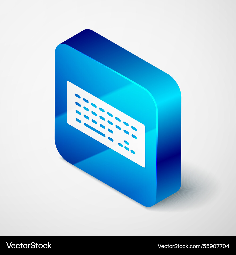 Isometric computer keyboard icon isolated on grey Isometric computer keyboard icon isolated on grey vector image