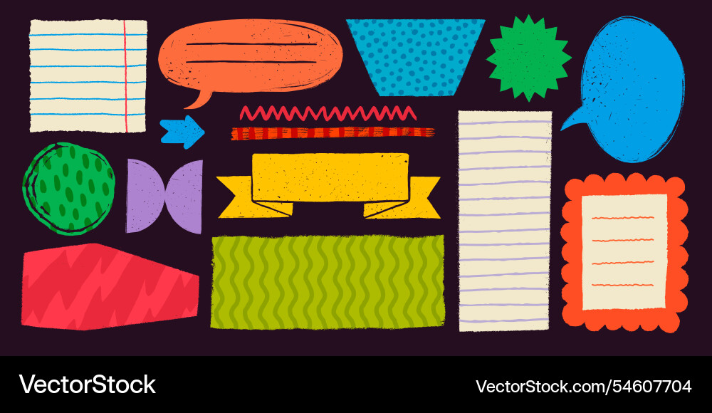 Memo notes and stickers in rough rustic style Memo notes and stickers in rough rustic style vector image