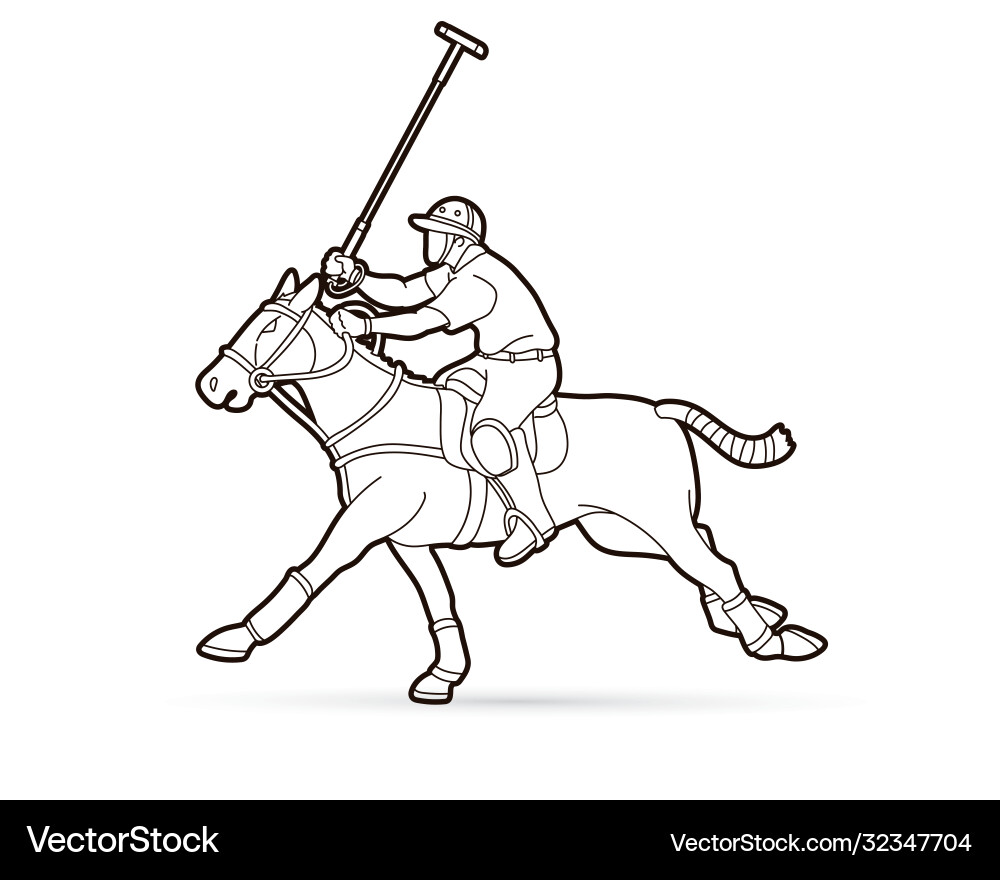 Polo horse players action sport cartoon graphic Polo horse players action sport cartoon graphic vector image