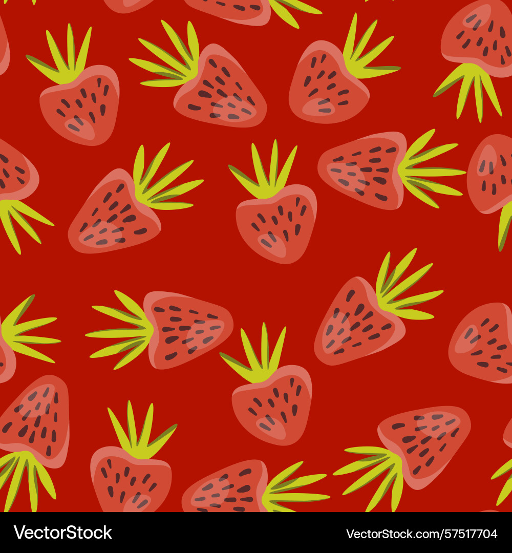 Seamless pattern with strawberry on color Vector Image