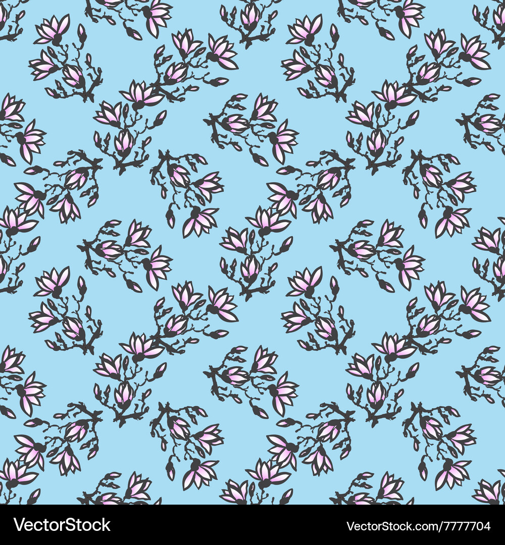 Seamless pattern with twig magnolia chinese style Vector Image